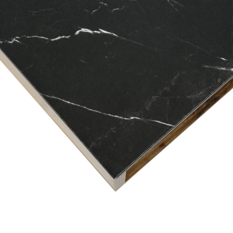 Table Basse de Salon Moderne en Style Patchwork, Design avec Bords en PVC, Huit Pieds, Modèle Structuré, , Entretien Facile, 90x54x40 cm, Bois Naturel