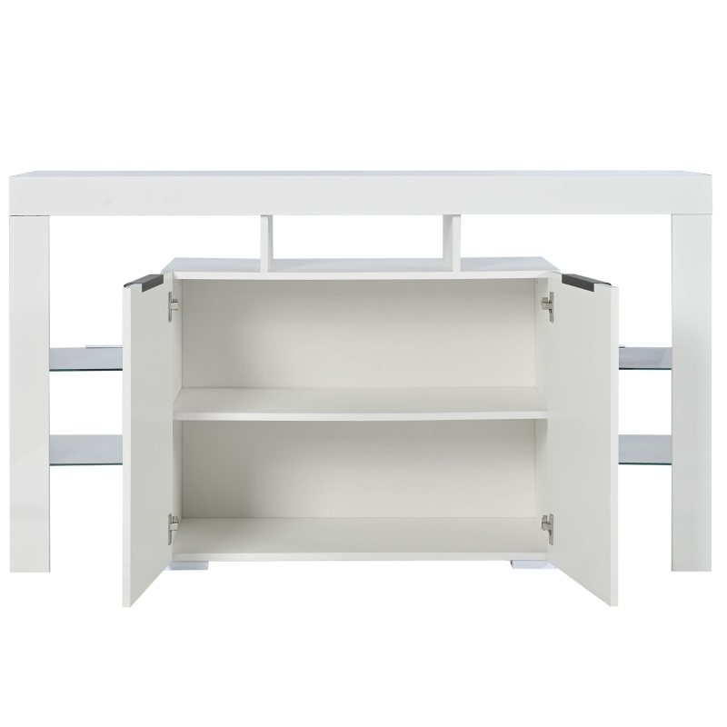 Buffet Moderne Lumineux avec LED, 140x40x80 cm pour Salon, Blanc