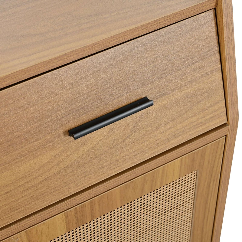 Kommode mit 1 Schublade und 2 Türen, Sideboard Highboard mit Metallgriffen für Schlafzimmer, Wohnzimmer und Büro, Walnuss