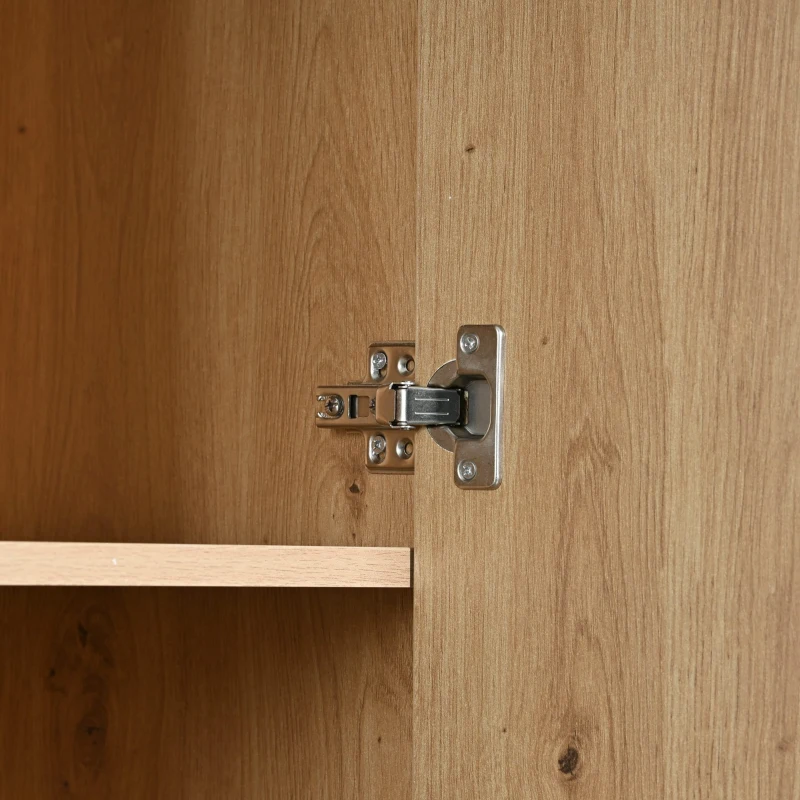 Vitrinenschrank 150x78x40cm, Großer Stauraum, 15 Farboptionen LED-Beleuchtung, Glastür, für Wohnung und Büro, Natürlich