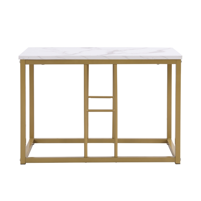 Modern Luxury Rattan 6 Seater Dining Table Set with Six Chairs, MDF Seat Cushions and Gold-Plated Iron Frames, Gold