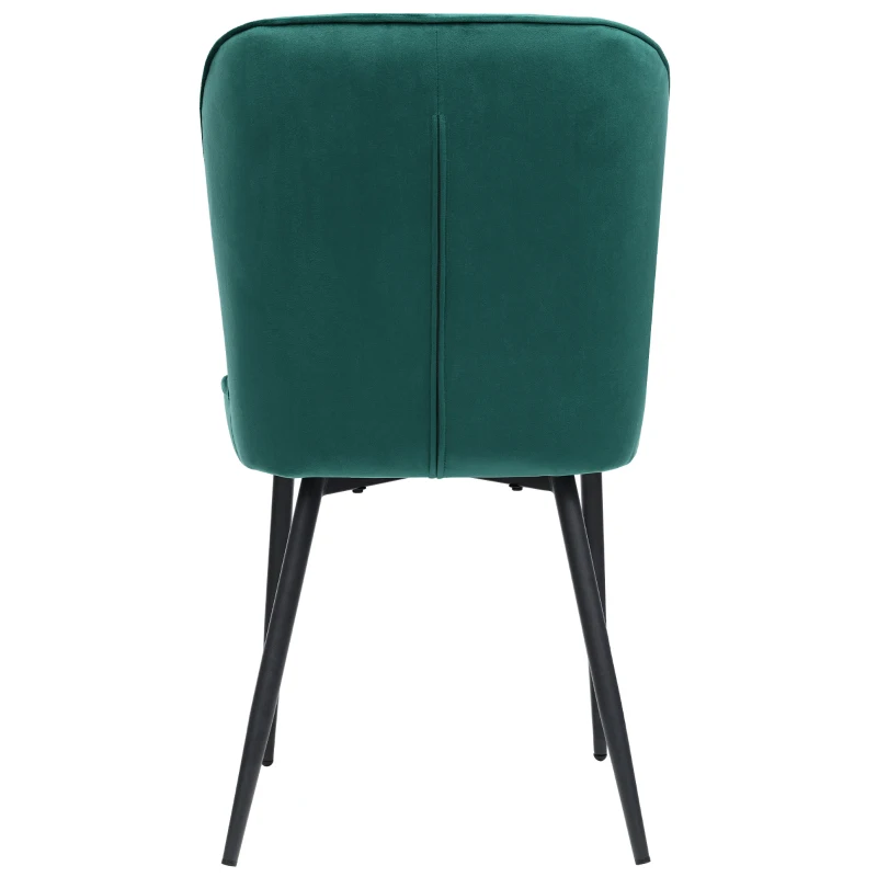 Set of 2 Upholstered Modern Wingback Chair with Metal Legs, Velvet Accent Chairs for Dining Room, Living Room, Kitchen, 47x43x86 cm, Green
