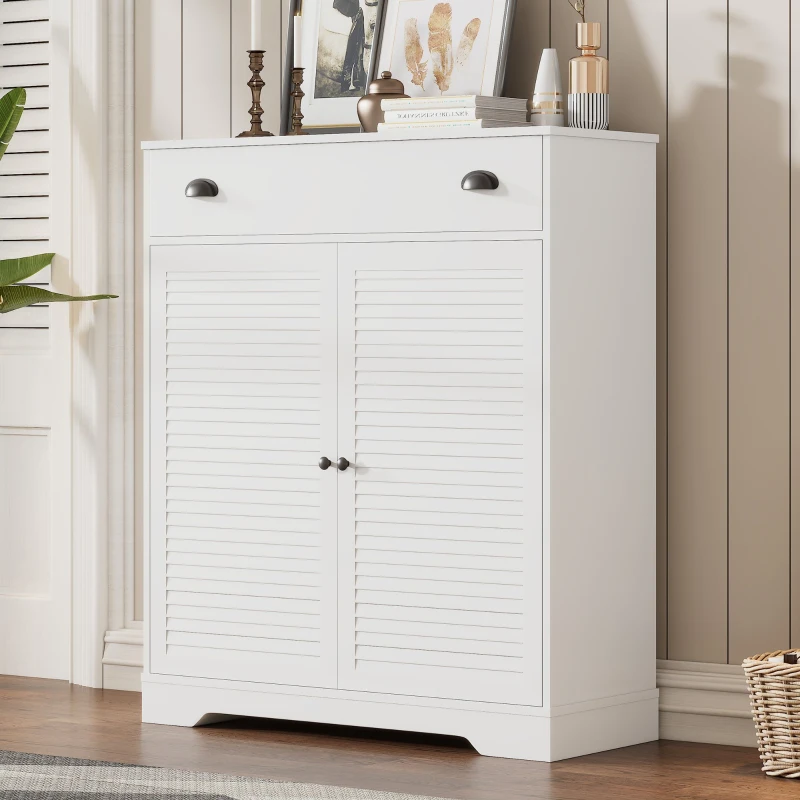 Modernes Sideboard mit 2 Türen, 1 Schublade und verstellbaren Einlegeböden,Weiß