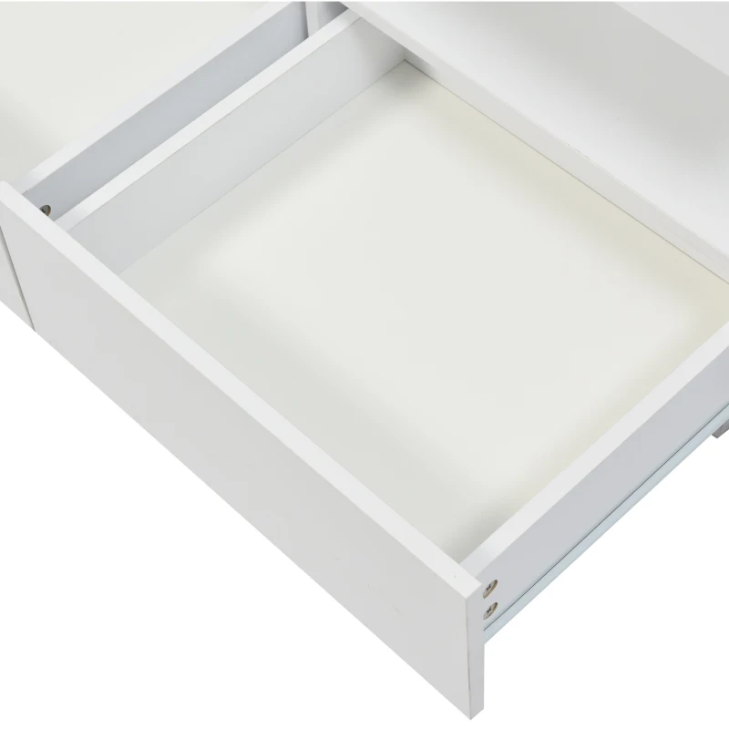 Table Basse Moderne avec Éclairage LED et Étagères en Acrylique, 100x60x49,5 cm, Blanc