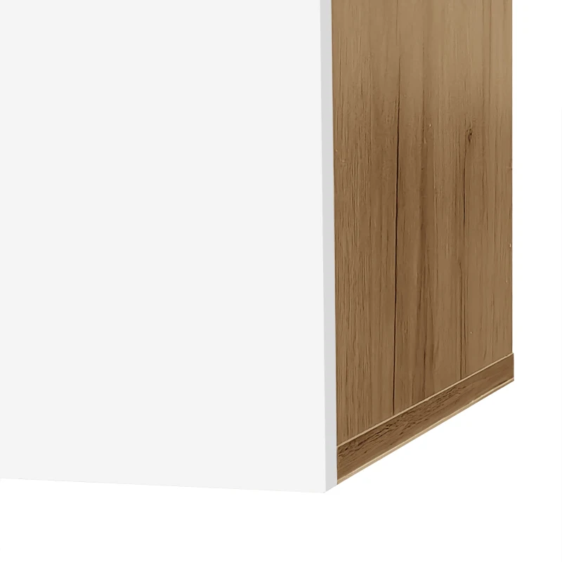 Moderne Hochglanz-Vitrine mit LED-Beleuchtung und Glastüren, App-gesteuert, für Wohnzimmer und Esszimmer, Weiß und Holzfarbe