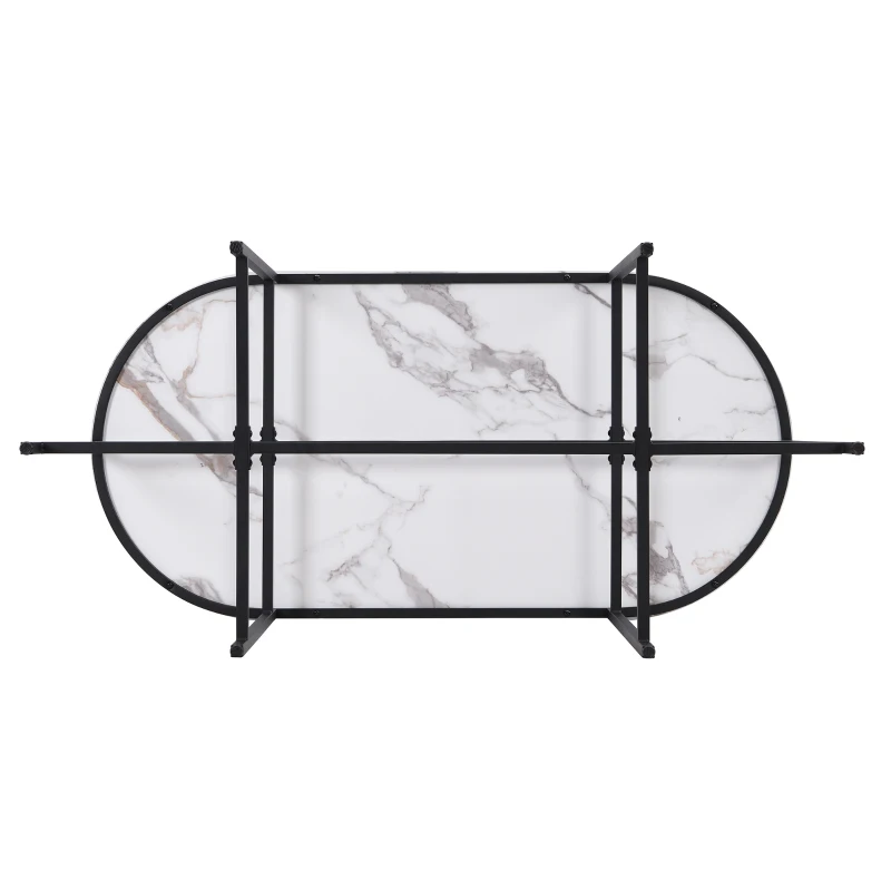 Modern Luxury 6 Seater Dining Table Set with Six Chairs, MDF Seat Cushions and Gold-Plated Iron Frames, Black