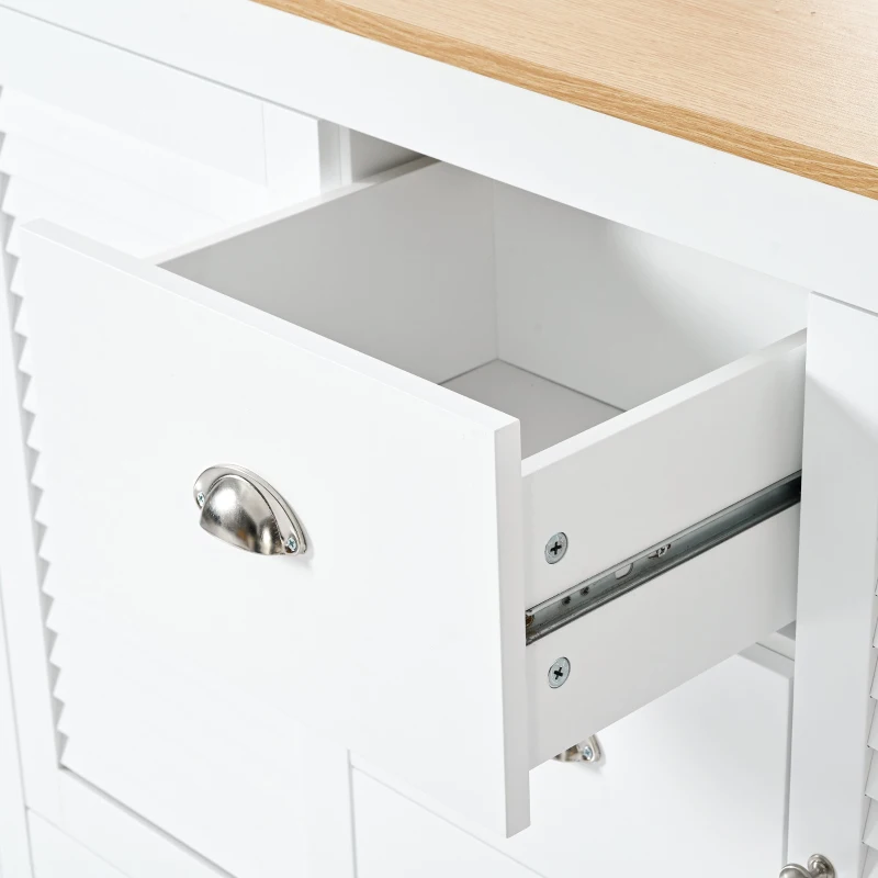 Klassische Kommode mit 2 Türen und 3 Schubladen, Lackiertes MDF, Metallgriffe, Weiß