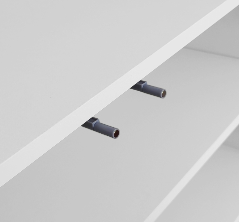 TV-Schrank TV-Lowboard 175 cm mit Push-to-Open Struktur-Türen und verstellbaren Trennwänden für Wohnzimmer Weiß