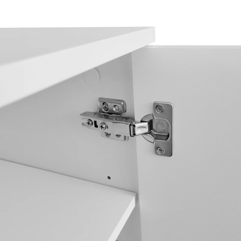 TV-Schrank TV-Lowboard 175 cm mit Push-to-Open Struktur-Türen und verstellbaren Trennwänden für Wohnzimmer Weiß