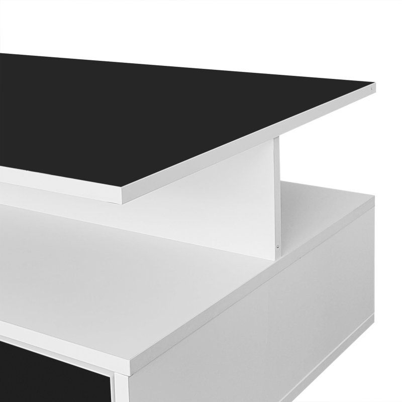 Table Basse Moderne avec Deux Tiroirs, Contrôle via Application Mobile et Éclairage LED, , 110x38,5x55 cm, Noir