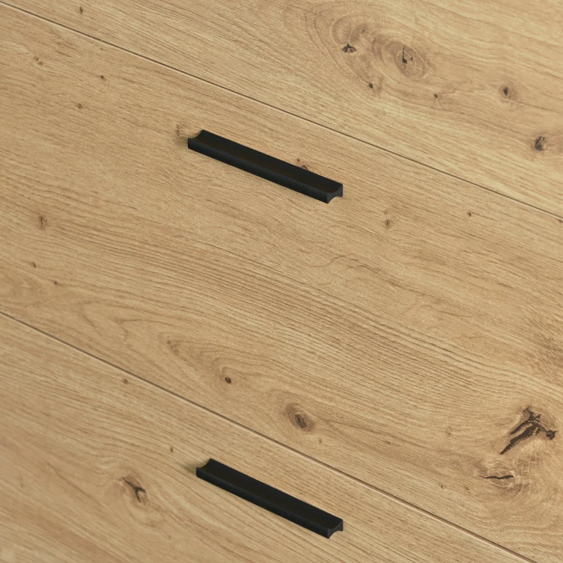 Sideboard 160 cm breit mit 3 Schubladen und 2 Türen, LED-Beleuchtung, großes Stauraum, Schwarz und Holzton