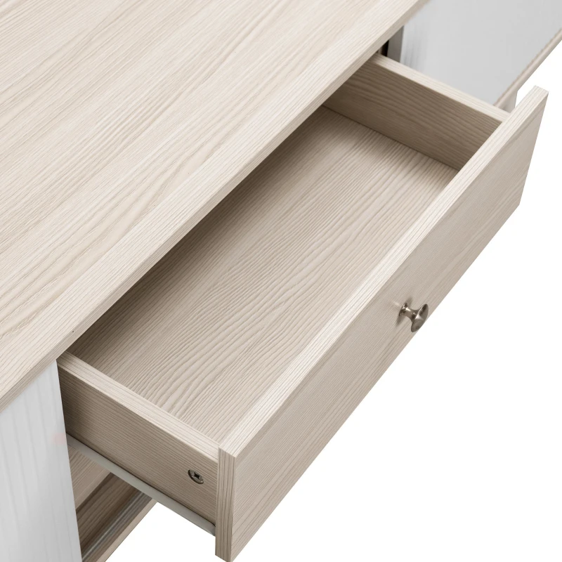 TV-Schrank mit Schubladen und Schiebetüren, elegantes Design, Weiß