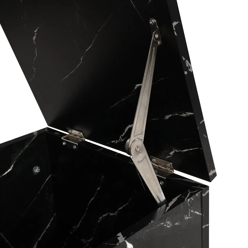 Table basse multifonctionnelle gigogne modulable en marbre, grande table avec tiroirs, petite table avec rangement, 100x33,5x70 cm + 32x32x50 cm, Noir