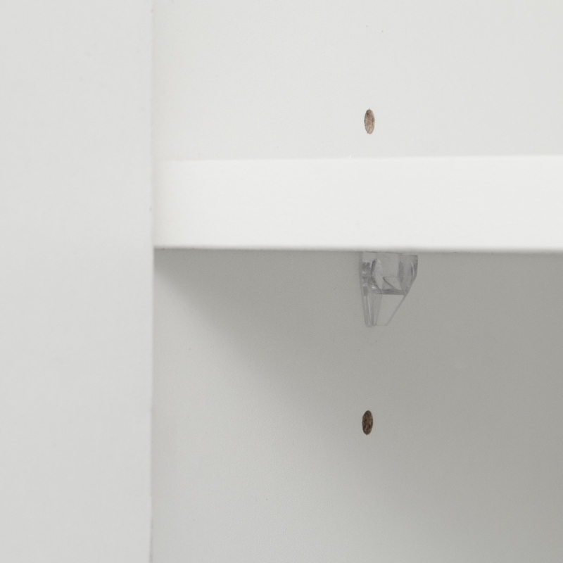 Vitrine lumineuse LED multifonctionnelle, 16 couleurs, avec 2 portes, 5 étagères en verre, interface USB, salon et bureau, 59,5x35x182 cm, Blanc