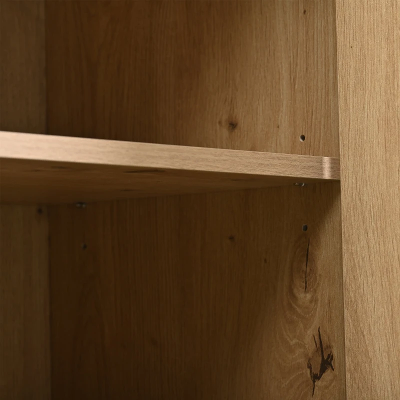 Bibliothèque multifonctionnelle avec trois portes et trois tiroirs, poignées en métal, mobilier de cuisine et de bureau, 150x35x75,9 cm, Marron noir