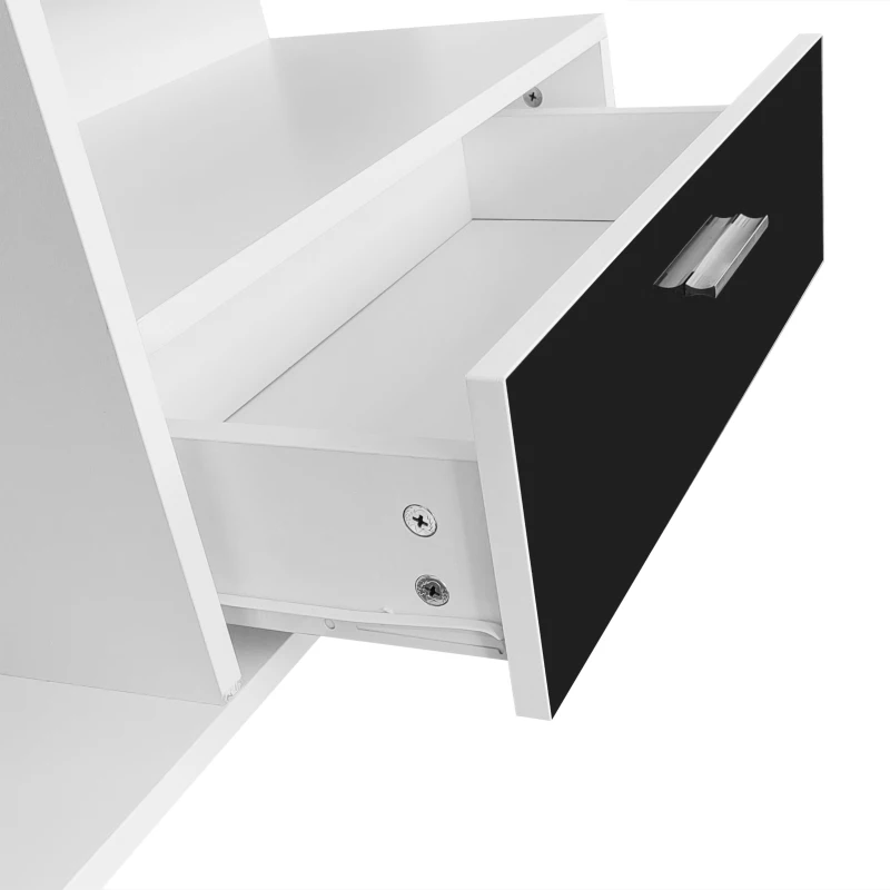 Moderner LED-Couchtisch mit Hochglanzplatte, App-gesteuerter Beleuchtung und viel Stauraum in Schwarz-Weiß, schwarz