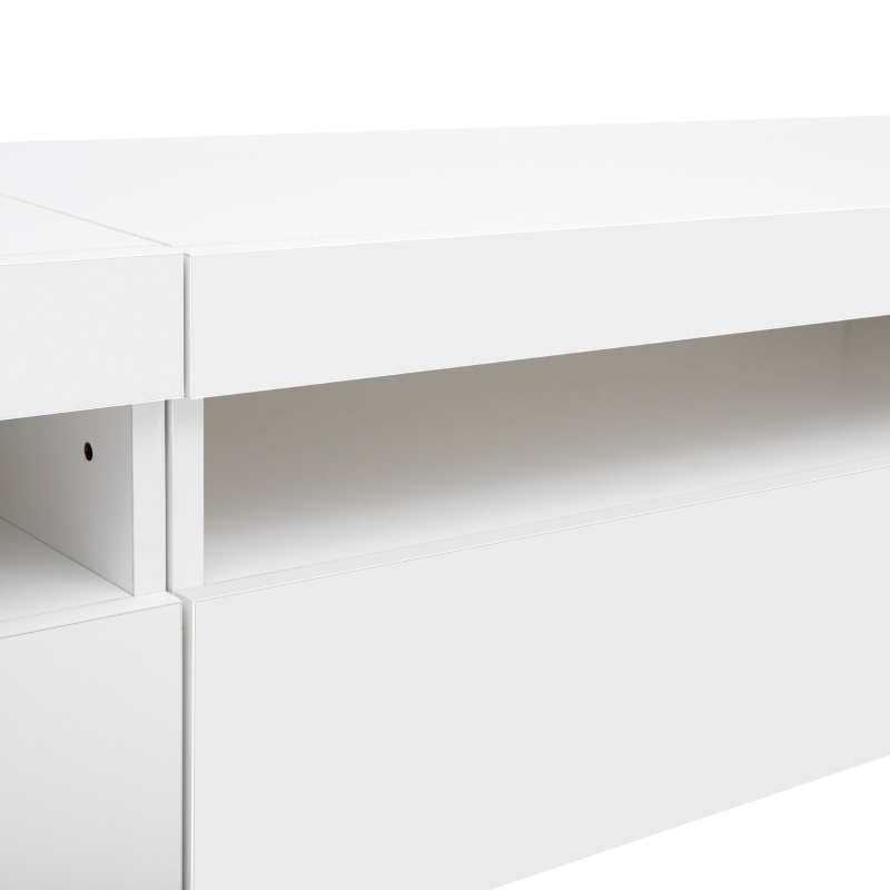 Moderner TV-Schrank mit LED-Beleuchtung, weißes Panel, 240 cm, für Wohn- und Esszimmer, Weiß