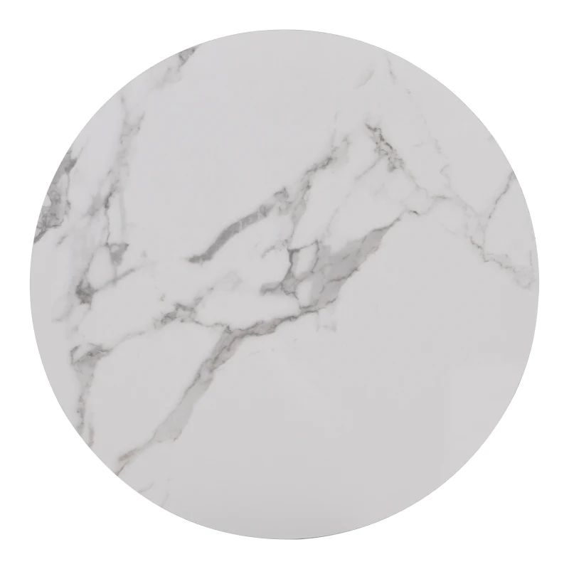 Moderner Couchtisch-Set in Hochglanz-Marmor-Optik mit vergoldeten Eisenbeinen, 2-teiliges Nesting-Design für Wohnzimmer und Balkon, weiß