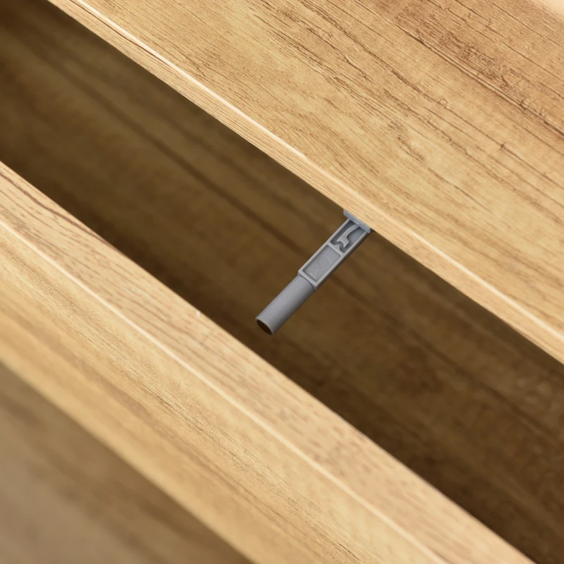 Sideboard und mit LED-Beleuchtung, Modernes Design und Viel Stauraum, Weiß + Holzfarbe