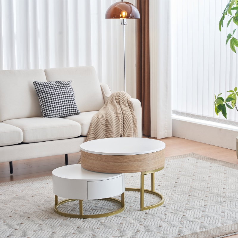 Couchtisch Set 70x70 höhenverstellbar weiß