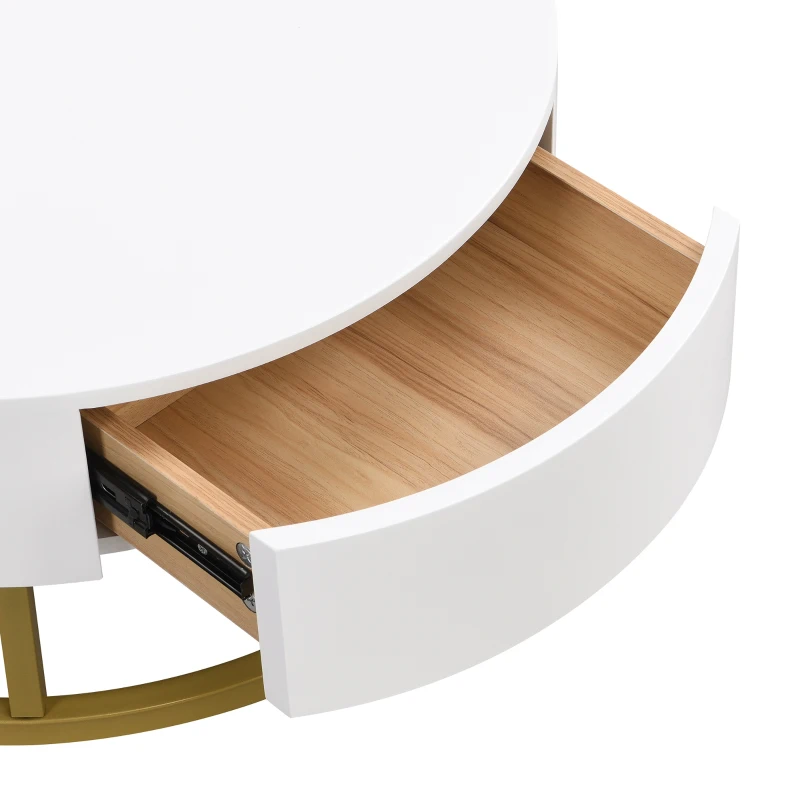 Ensemble de Tables Basses Relevables et Extensibles avec Deux Tiroirs, Design Élégant en MDF, 70x70x42/56,5 + 60x60x24 cm, Blanc