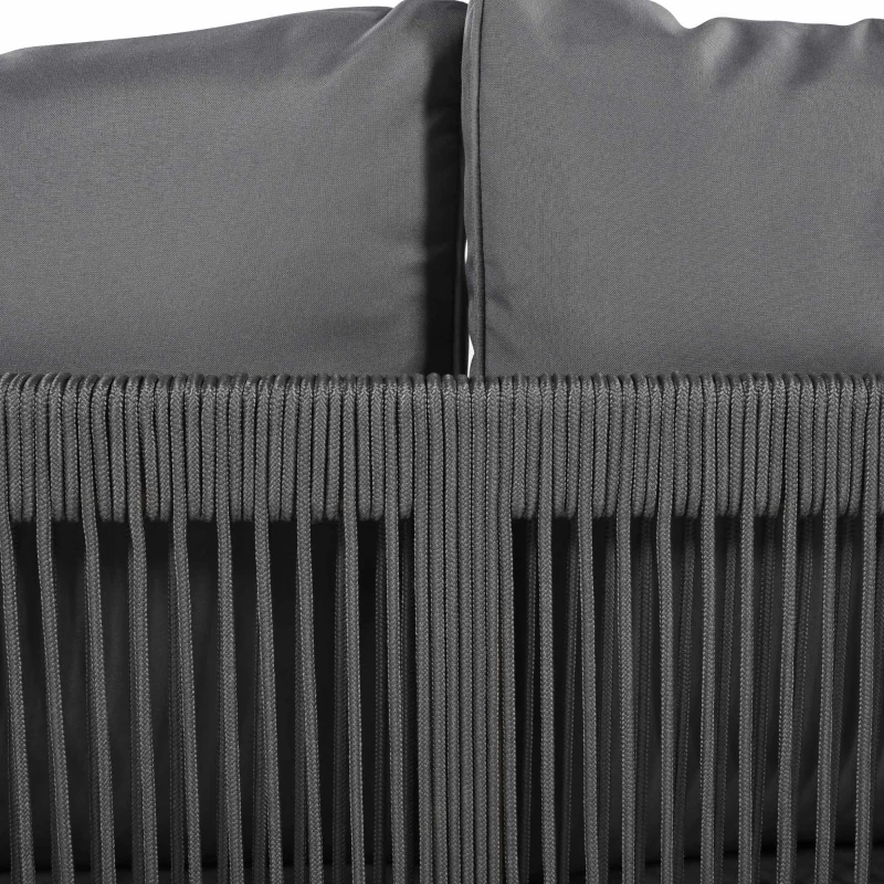 Gartenlounge Set für 7-8 Personen, Akazienholzrahmen, Handgewebtes Seildesign, Abnehmbare und Waschbare Bezüge, Natürlich+Grau