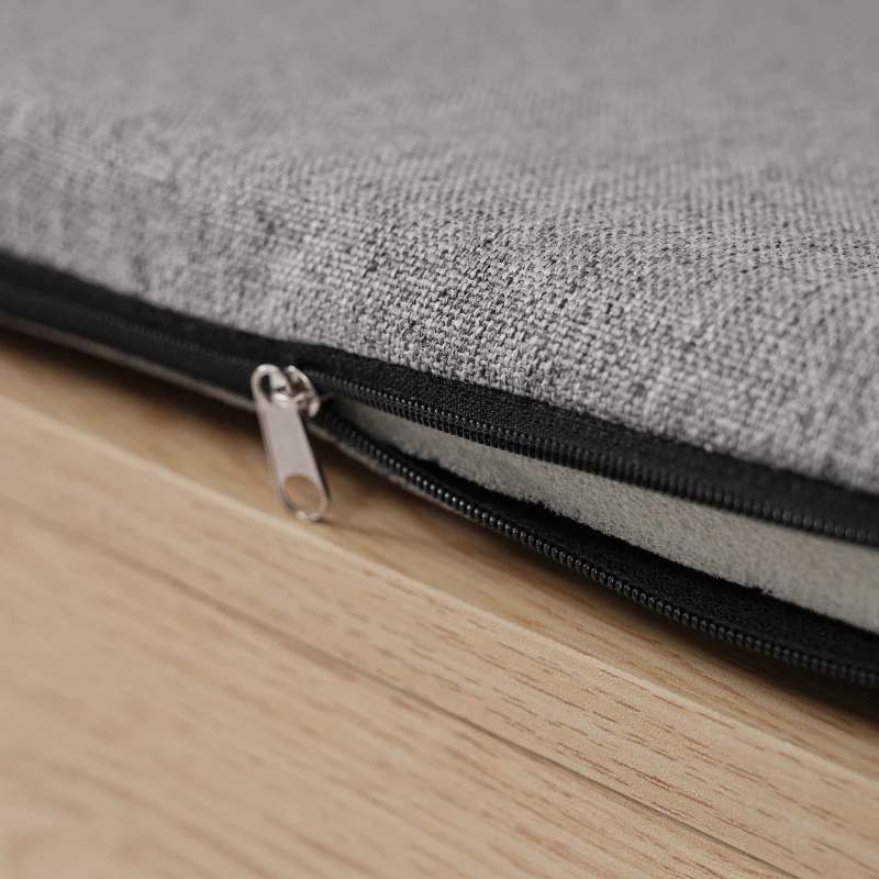 Schuhschrank mit 4 Klappen und Sitzbank, weiches Sitzkissen, grifflose Schuhkommode in Naturholzoptik, Natur