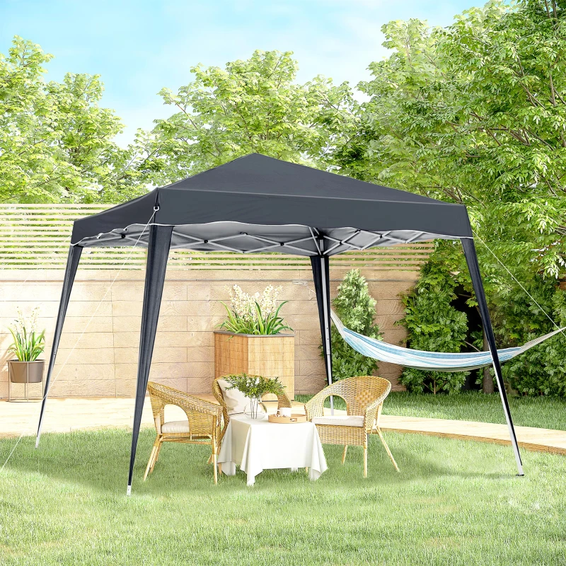 Outsunny 3 M x 3 M Base/ 2.5 M x 2.5 M Top Pop Up Gazebo with Carry Bag, Height Adjustable Slant Leg Party Tent Instant Event Shelter for Garden, Patio, Black