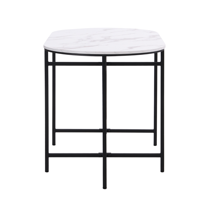 Modern Luxury 6 Seater Dining Table Set with Six Chairs, MDF Seat Cushions and Gold-Plated Iron Frames, Black