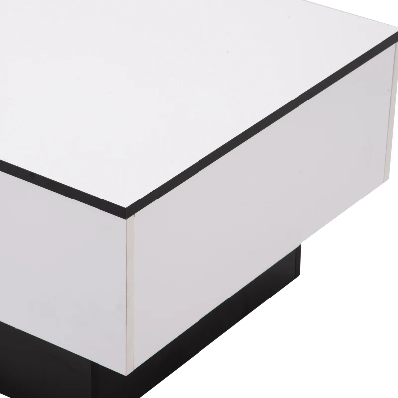 Table Basse de Salon Moderne et Extensible en MDF et Panneaux de Particules, avec 2 Tiroirs et Mécanisme Push-to-Open, 102x60x40 cm, Blanc
