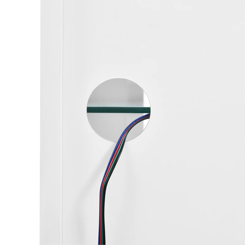 Vitrine lumineuse LED multifonctionnelle, 16 couleurs, avec 2 portes, 5 étagères en verre, interface USB, salon et bureau, 59,5x35x182 cm, Blanc