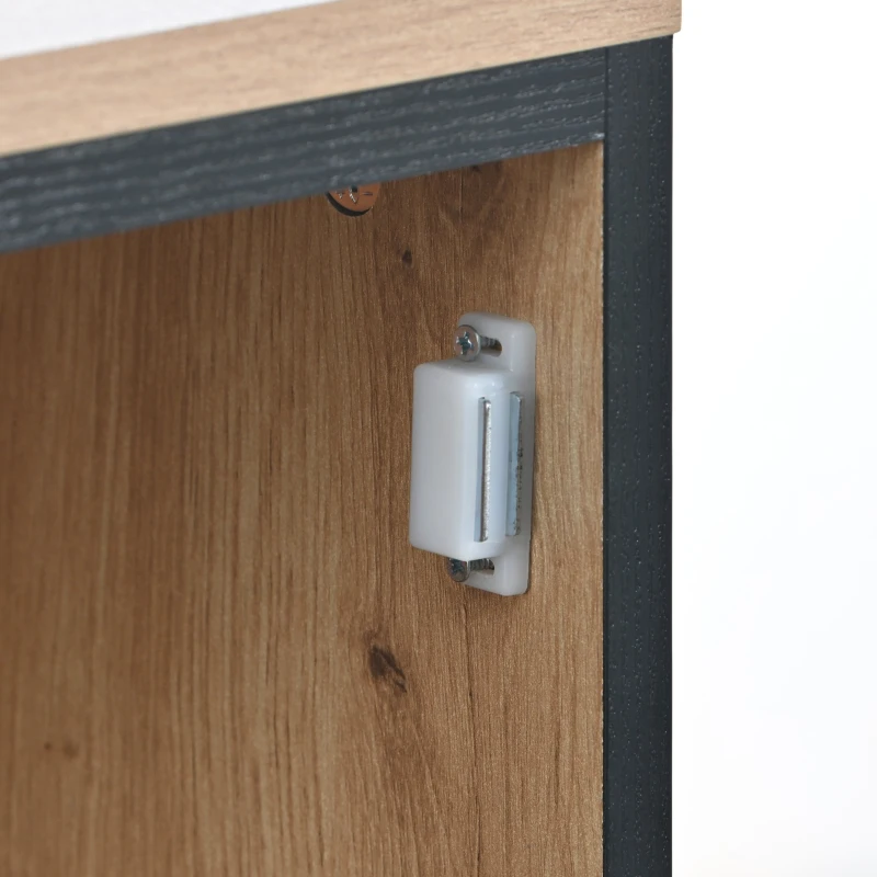 Anrichte Weinschrank 110x38x111 cm mit Glasregal und LED-Beleuchtung, Stilvolle Aufbewahrung für Party und Familienzusammenkünfte in Holzfarbe und Schwarz