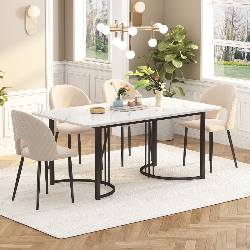 White dining table with black top online