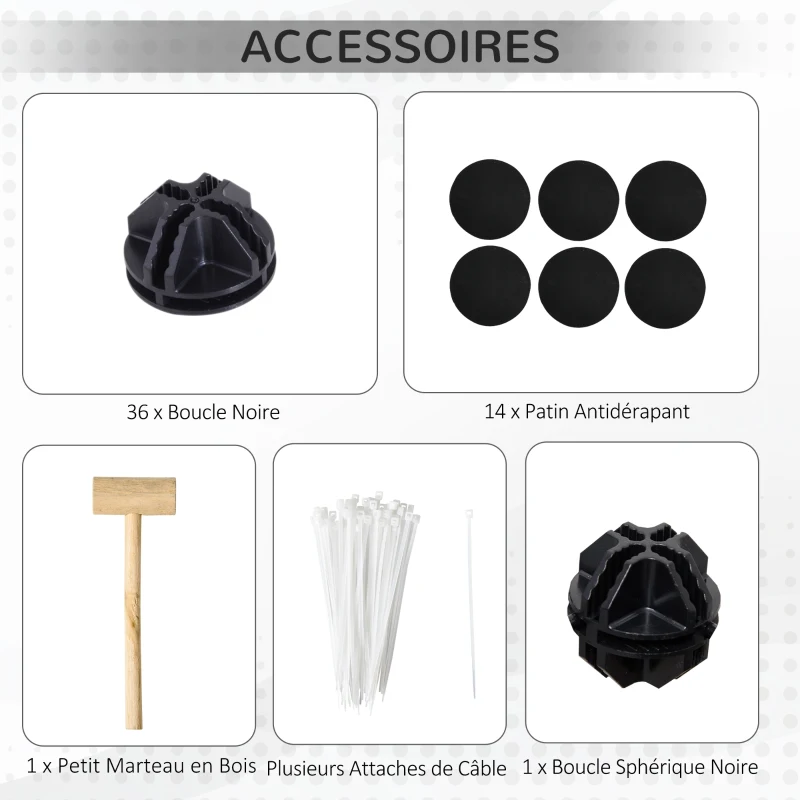 PawHut Enclos pour petits animaux design DIY cage modulable pour cochon d'Inde lapin chinchillas petits animaux domestiques 27 panneaux noir