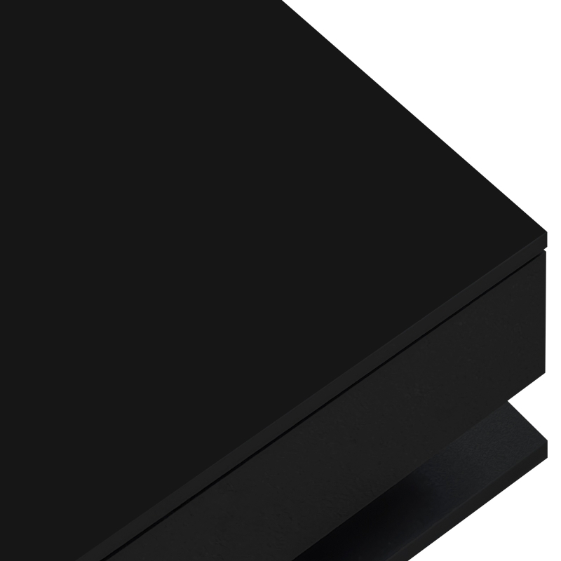 Couchtisch Hochglanz Schwarz mit Glasplatte und LED-Beleuchtung, Modernes Design und Praktisches Ablagefach, schwarz