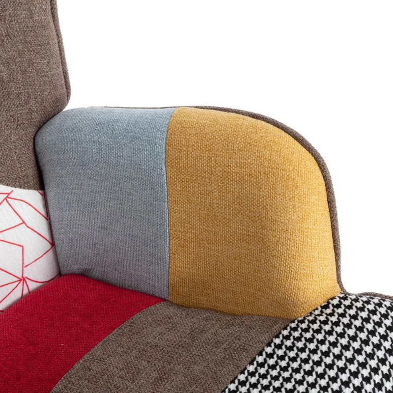 Patchwork-Schaukelstuhl mit Walnussholz, Bunte Farben und Robuste Konstruktion für Wohnzimmer, Bunt