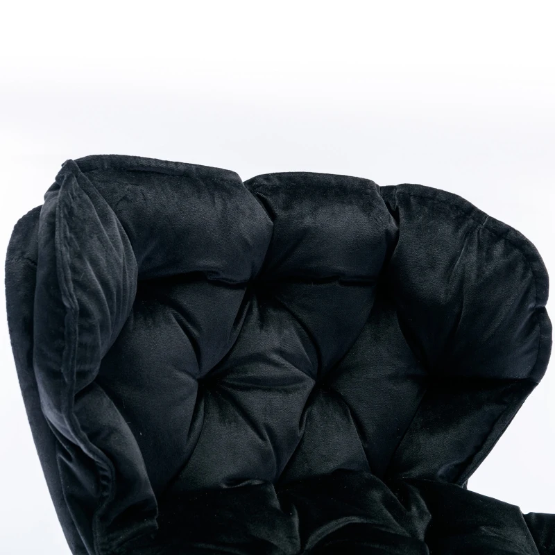 Set of 2 Adjustable Breakfast Bar Stools with Rolling Edge Backrest, Gold Legs, and 360° Rotatable Seat, Load-Bearing up to 136 kg, Black