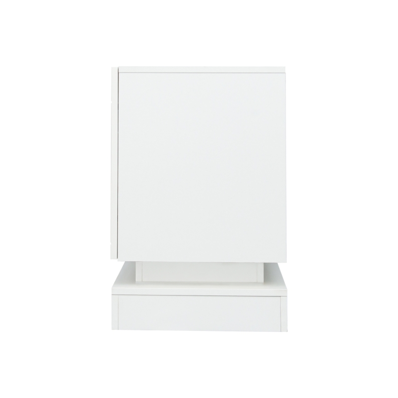 Meuble TV Moderne Brillant avec Étagère en Verre Réglable et Charnières Silencieuses, Support pour TV jusqu'à 70 Pouces, 160x38,5x60 cm, Blanc
