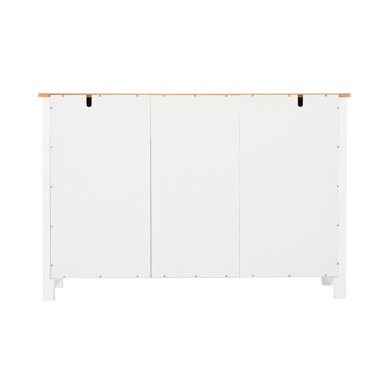 Klassische Kommode mit 2 Türen und 3 Schubladen, Lackiertes MDF, Metallgriffe, Weiß