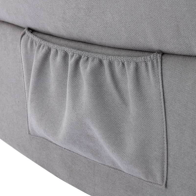 Fauteuil de Relaxation Inclinable Manuel avec Repose-pieds Extensible, Poche Latérale, en Tissu et Éponge, 82x92x99 cm, Gris