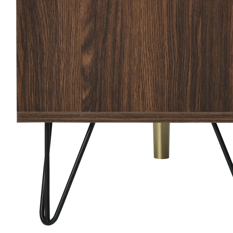 TV-Schrank 150 cm Massivholzfurnier mit Eisenfüßen und Stauraum für Wohnzimmer Holzfarbe