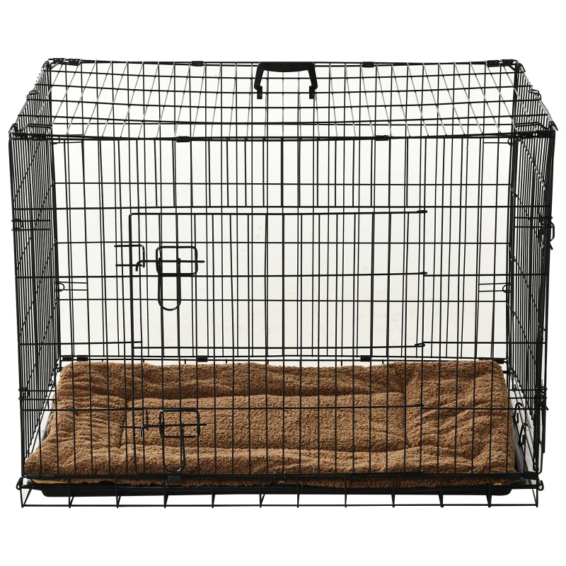PawHut Cage caisse de transport pliante pour chien poignée, plateau amovible, coussin fourni 92 x 57 x 62,5 cm noir