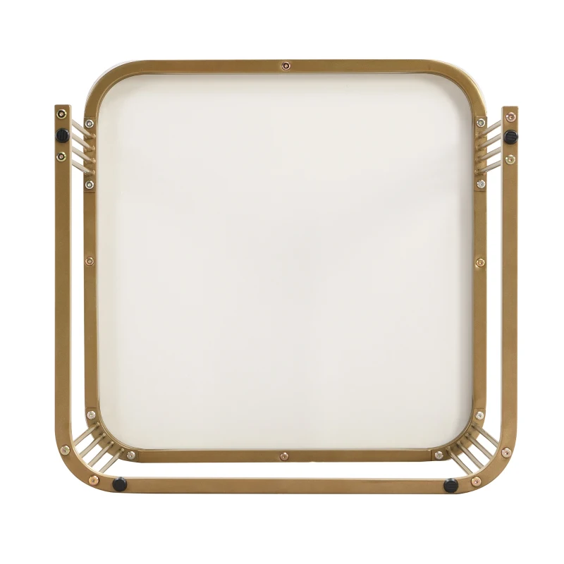 Couchtisch luxuriös mit Hochglanz-Marmoroptik, vergoldeten Akzenten und Schubladen 60x60 zweiteiliges Set weiß