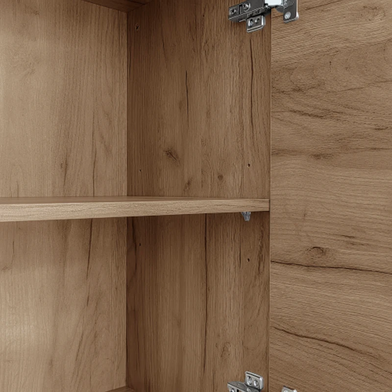 Sideboard mit Glastüren und App-gesteuerten LED-Leuchten, modernes Design und viel Stauraum,Holzfarbe