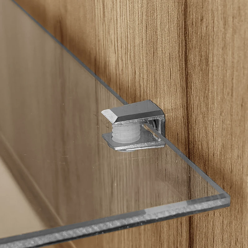 Moderne Hochglanz-Vitrine mit LED-Beleuchtung und Glastüren, App-gesteuert, für Wohnzimmer und Esszimmer, Weiß und Holzfarbe