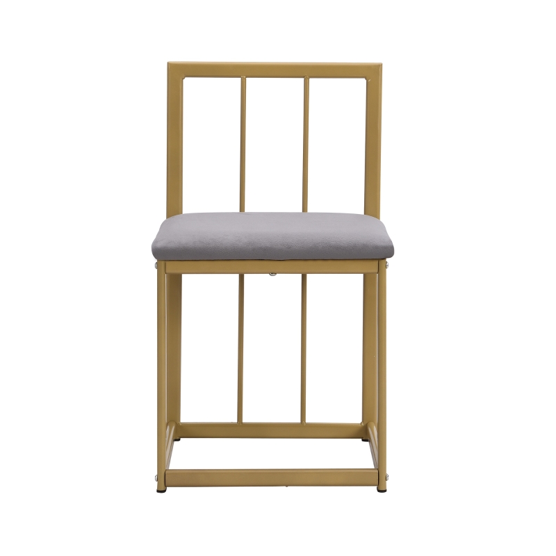 Six-Chair Dining Table Set, Modern Dining Table and Chairs with Backrests and Upholstery, Gold Iron Frame, 140x80x76 cm, Gold