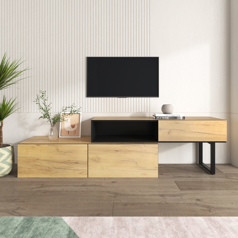 Modularer TV-Schrank mit verstellbarer Länge, Natürliche farben
