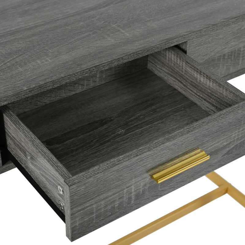 Light Luxury Style Hallway Console Table with Drawer, Metal Frame, MDF Top, Modern Side Table for Living Room, 120x38x76 cm, Grey