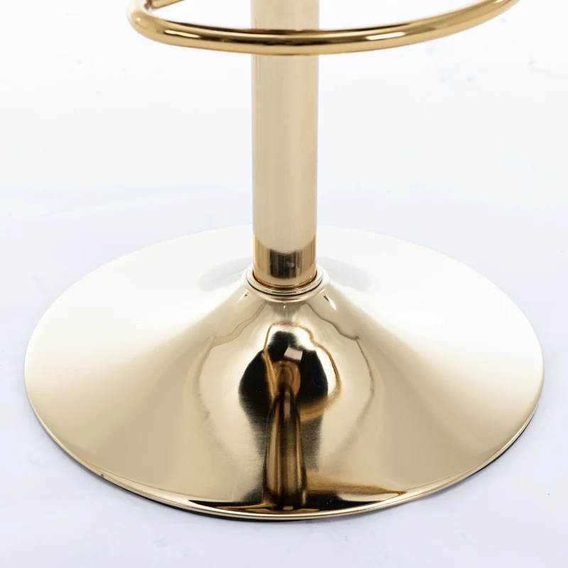 Set of 2 Adjustable Breakfast Bar Stools with Rolling Edge Backrest, Gold Legs, and 360° Rotatable Seat, Load-Bearing up to 136 kg, Black