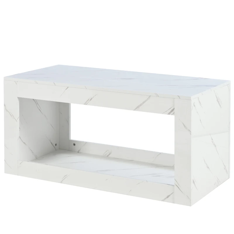 Table basse moderne relevable avec LED à 16 couleurs, télécommande et grand espace de rangement, 100x50x50 cm, Blanc